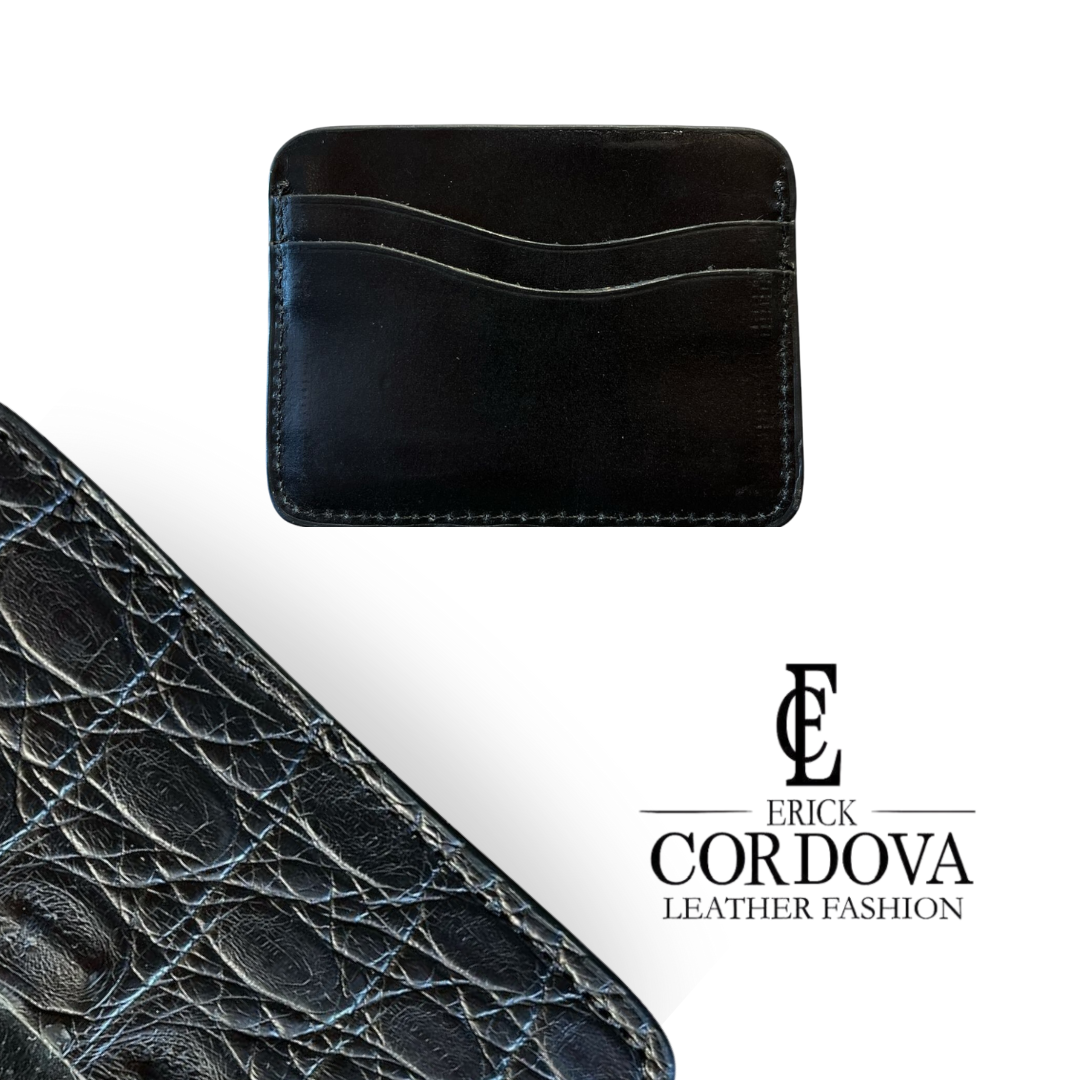 Tarjetero de cocodrilo negro