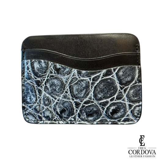 Tarjetero cocodrilo azul